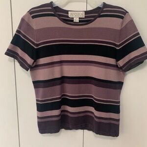 Casual Corner Pink Short Sleeve Fitted Ribbed T-Shirt